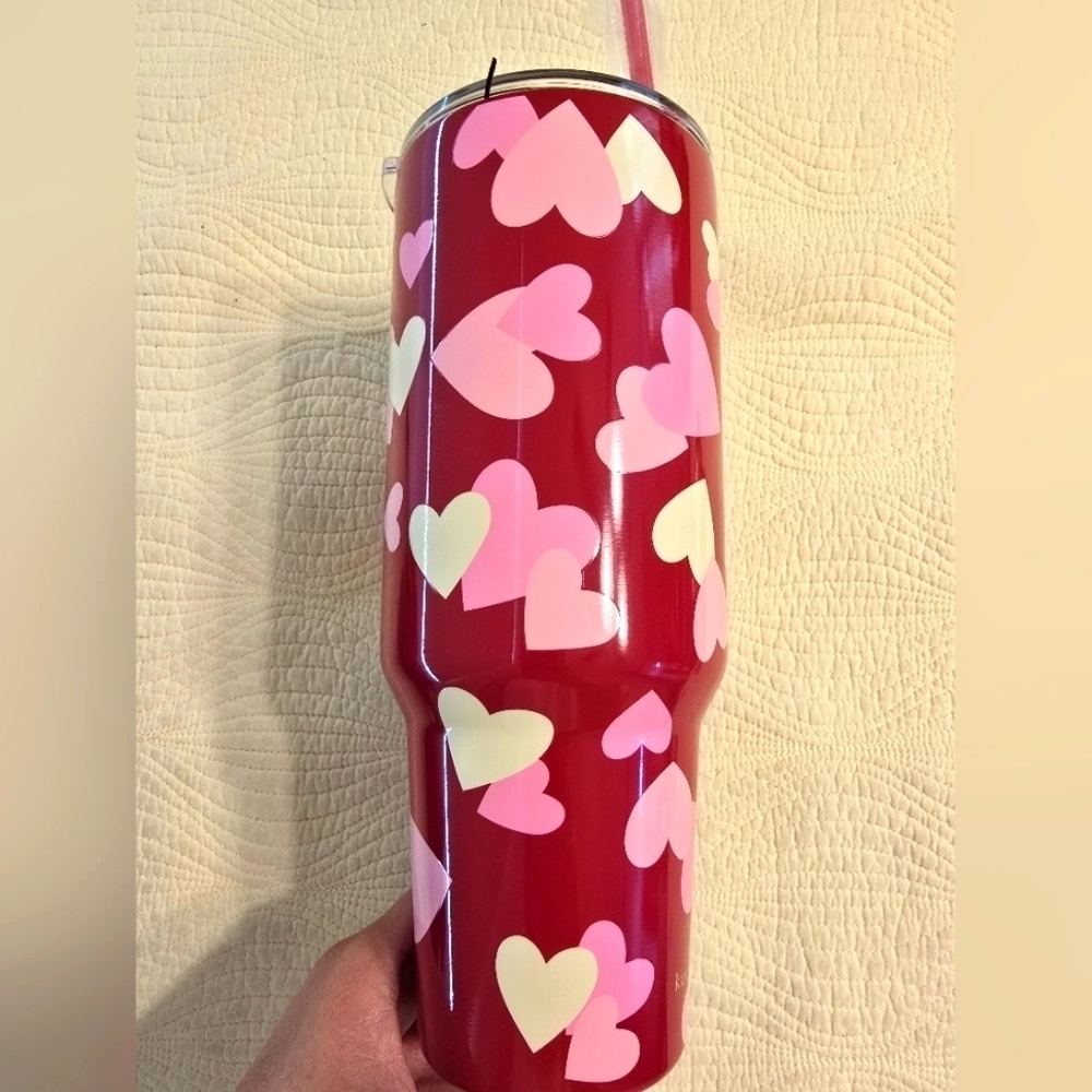NWT Kate Spade Valentine Heart Stainless Steel Tumbler,  40 oz - Picture 6 of 9